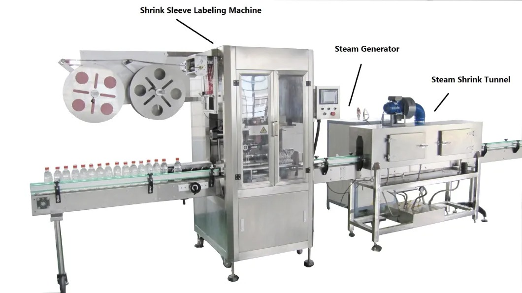 Máquina aplicadora automática de etiquetas de manga retráctil de PVC de doble carril